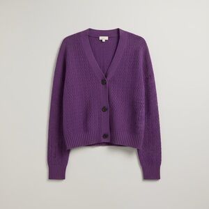 LOFT Purple Open-Front Cardigan – Soft Lightweight Knit Women’s Sweater Size XL